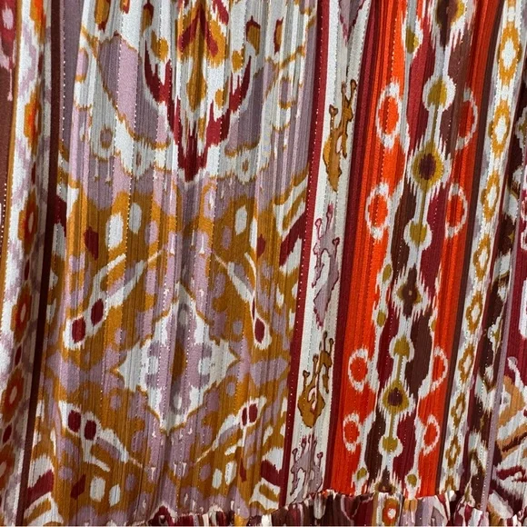 Zara Geometric Lurex Midi Dress Boho Metallic Print NWT XL - Picture 13 of 15